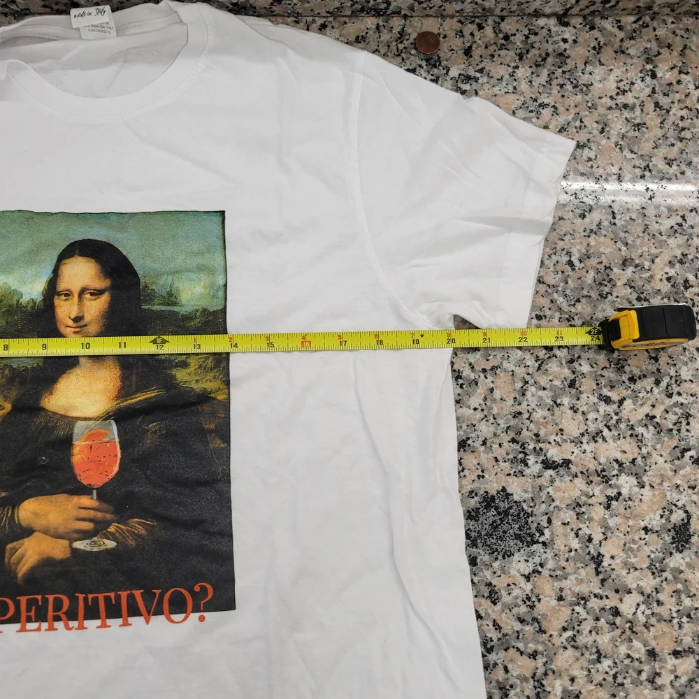 White Graphic T-Shirt with Mona Lisa Print - Picture 5 of 7